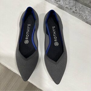 Rothy's The Point Cloud Ballet Flats Grey Black Birdseye Knit Shoes 8.5
